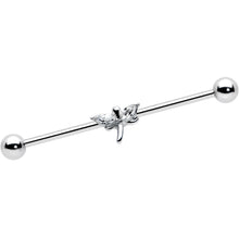 14G Clear Gem Simple Stylized Dragonfly Industrial Barbell 38mm