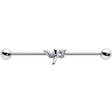14G Clear Gem Simple Stylized Dragonfly Industrial Barbell 38mm