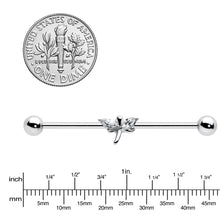 14G Clear Gem Simple Stylized Dragonfly Industrial Barbell 38mm