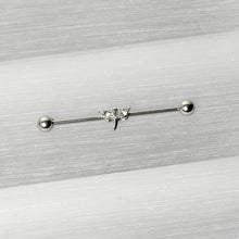14G Clear Gem Simple Stylized Dragonfly Industrial Barbell 38mm