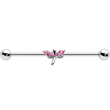 14G Pink Gem Simple Stylized Dragonfly Industrial Barbell 38mm