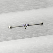 14G Purple Gem Simple Stylized Dragonfly Industrial Barbell 38mm
