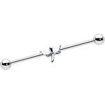 14G White Faux Opal Simple Style Dragonfly Industrial Barbell 38mm