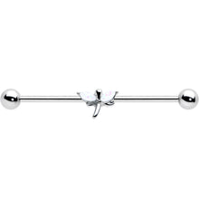 14G White Faux Opal Simple Style Dragonfly Industrial Barbell 38mm