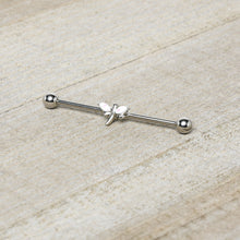 14G White Faux Opal Simple Style Dragonfly Industrial Barbell 38mm