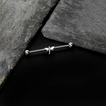 14G White Faux Opal Simple Style Dragonfly Industrial Barbell 38mm