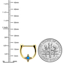 16G 5/16 Blue Synthetic Opal Gold Tone Rhombus Cartilage Clicker