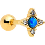 16G 1/4 Blue Synthetic Opal Gold Tone Rhombus Cartilage Earring