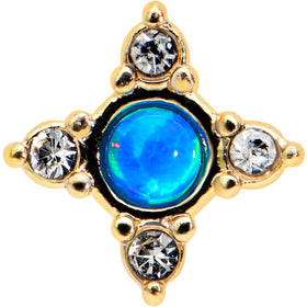 16G 1/4 Blue Synthetic Opal Gold Tone Rhombus Cartilage Earring