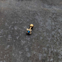 16G 1/4 Blue Synthetic Opal Gold Tone Rhombus Cartilage Earring