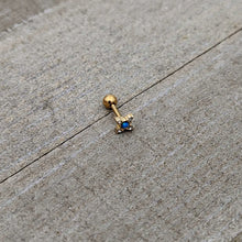 16G 1/4 Blue Synthetic Opal Gold Tone Rhombus Cartilage Earring