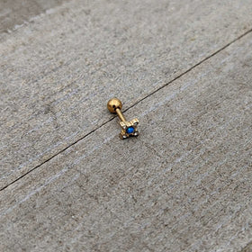 16G 1/4 Blue Synthetic Opal Gold Tone Rhombus Cartilage Earring