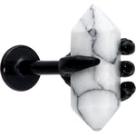 16G 5/16 White Howlite Black Claw Obelisk Labret Monroe Tragus