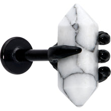 16G 5/16 White Howlite Black Claw Obelisk Labret Monroe Tragus