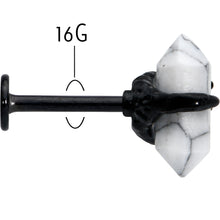 16G 5/16 White Howlite Black Claw Obelisk Labret Monroe Tragus