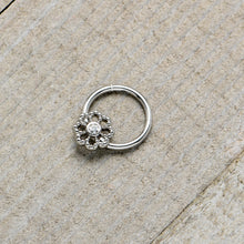 16G 3/8 Clear Gem Epic Fabulous Flower Hinged Segment Ring