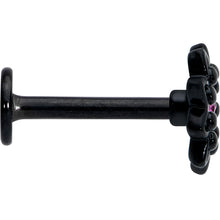 16G 5/16 Pink Gem Black Midnight Flower Labret Monroe Tragus