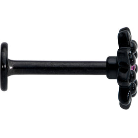 16G 5/16 Pink Gem Black Midnight Flower Labret Monroe Tragus