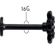 16G 5/16 Pink Gem Black Midnight Flower Labret Monroe Tragus
