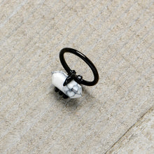 16G 3/8 White Howlite Black Claw Obelisk Hinged Segment Ring