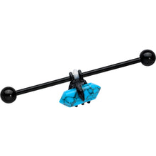 14G Blue Turquoise Black Claw Industrial Barbell 38mm