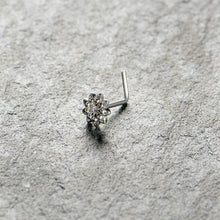 20G 7mm Clear Gem Elegant Starry Flower L Shape Nose Ring