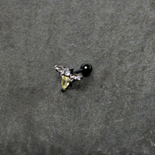 16G 1/4 Clear Yellow Gem Black Butterfly Cartilage Tragus Earring