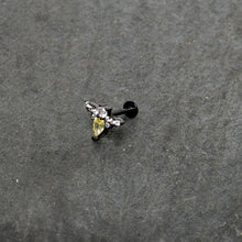 16G 5/16 Clear Yellow Gem Black Butterfly Labret Monroe Tragus