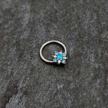 16G 3/8 Blue Clear Gem Glamour Star Hinged Segment Ring