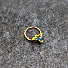 16G 3/8 Blue Gem Gold Tone Tropic Fan Hinged Segment Ring