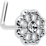 20G 7mm Clear Gem Epic Fabulous Flower L Shape Nose Ring
