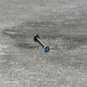 16G 5/16 Blue CZ ASTM F-136 Implant Grade Titanium Threadless Heart End Labret
