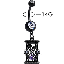 Clear Purple Gem Black Goth Heart Skulls Hourglass Dangle Belly Ring