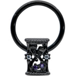 16G 3/8 Purple Gem Black Heart Goth Hourglass Hinged Segment Ring