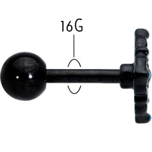 16G 1/4 Blue Gem Black Lacy Rhombus Cartilage Tragus Earring