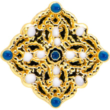 16G 5/16 Blue Gem Gold Tone Lacy Rhombus Labret Monroe Tragus