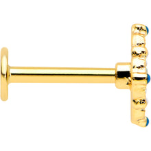 16G 5/16 Blue Gem Gold Tone Lacy Rhombus Labret Monroe Tragus