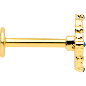 16G 5/16 Blue Gem Gold Tone Lacy Rhombus Labret Monroe Tragus