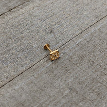 16G 5/16 Blue Gem Gold Tone Lacy Rhombus Labret Monroe Tragus