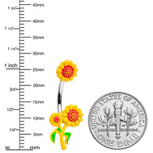Happy Sunflower Trio Double Mount Belly Ring