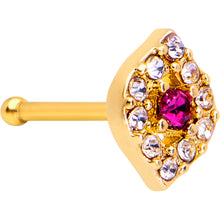 20G 1/4 Clear Pink Gem Gold Tone Open Eye Nose Bone