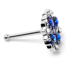20G 1/4 Clear Blue Gem Embellished Cross Nose Bone