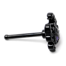 20G 1/4 Purple Gem Black Chic Crab Nose Bone