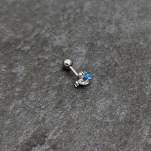 16G 1/4 Blue Synthetic Opal Style Flower Cartilage Tragus Earring