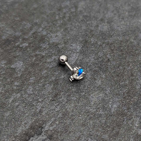 16G 1/4 Blue Synthetic Opal Style Flower Cartilage Tragus Earring