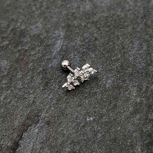 16G 1/4 Clear CZ Gem Flower And Vine Cartilage Tragus Earring