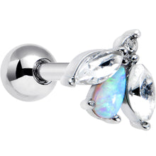 16G 1/4 White Synthetic Opal Flower Cartilage Tragus Earring