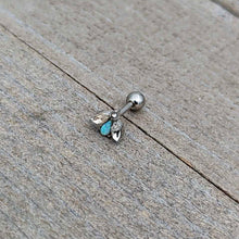16G 1/4 White Synthetic Opal Flower Cartilage Tragus Earring