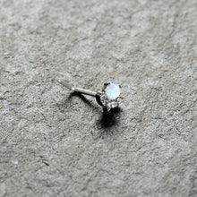 20G 7mm White Synthetic Opal Style Flower L Shape Nose Ring