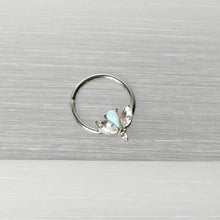 16G 3/8 White Faux Opal Style Flower Hinged Segment Ring